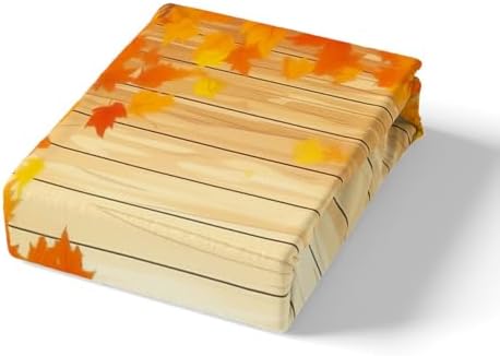 Feelyou Fall Pumpkin Bed Sheets Set King Size Thanksgiving Harvest Season Fruit Decor Sheet Set for Kids Boys Girls Decor Maple Leaf Sheets with Deep Pocket Fitted Sheet Orange - Image 5