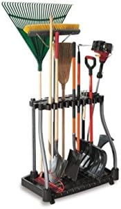 Rubbermaid Garage Tool Tower Rack Easy to Assemble Wheeled Organizes up to 40 Long-Handled Tools/Rakes/Brooms/Shovels in Home/House/Outdoor/Shed Black by Rubbermaid