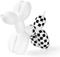 Notakia Black and White Checkered Racing Car Pattern Balloon Dog Statue Crafts Living Room Desktop Decorations,Handmade Modern Small Shelf Decor Animal Statue Ornament Home Decor (Big White Dog) by Notakia