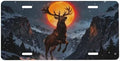 Elk Snow Mountain Fire Moon Front License Plate 6" * 12" for Women