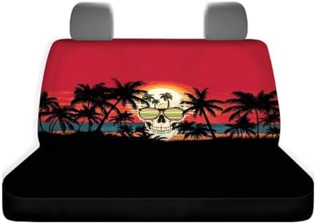 Sunset Skull Car Seat Covers Auto Rear Seats Cushion Cover,Washable Bucket Seat Cushion Protector Backseats Covers for Girls Women,Fit Most Cars,Sedan,SUV,Van