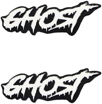 2PCS Ghost Car Emblem Gothic Horror Font Style 3D Badge Sticker Waterproof Plastic Emblem Car Symbol for Car, Truck, Motorcycle, Helmet (White Black)