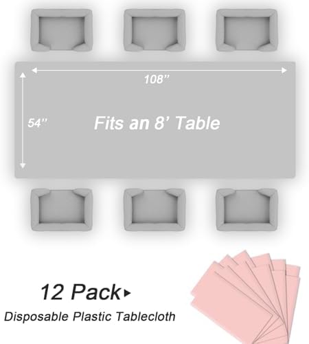 QIKSION 12 Pack Blush Pink Plastic Tablecloth, Dusty Pink Table Cloth - Image 5