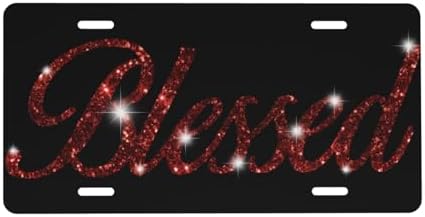 Blessed Red Glitter Front License Plate 6" * 12" for Women