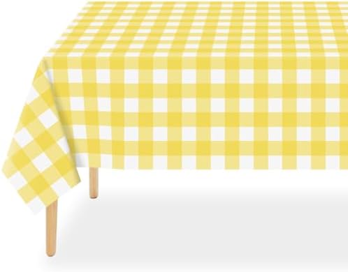 QIKSION 2 Pack Yellow Gingham Tablecloth, Yellow Checkered Table Cloths by QIKSION