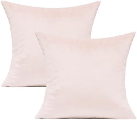 VAKADO Valentine Pink Square Velvet Throw Pillow Covers 16x16 Inch Set of 2 Decorative Soft Solid Cozy Cushion Cases Home Decor for Couch Sofa Bedroom Car Teen by VAKADO