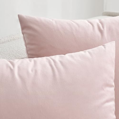 VAKADO 20x20 Set of 2 Velvet Throw Pillow Covers Decorative Cozy Square Soft Solid Cushion Cases Home Decorations for Sofa Couch Teen Bedroom Car, Pink - Image 2