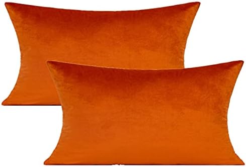 VAKADO 12x20 Set of 2 Fall Burnt Orange Throw Pillow Covers Decorative Velvet Lumbar Rectangle Decoration Cushion Covers Home Bedroom Decor for Living Room Couch Sofa Car by VAKADO