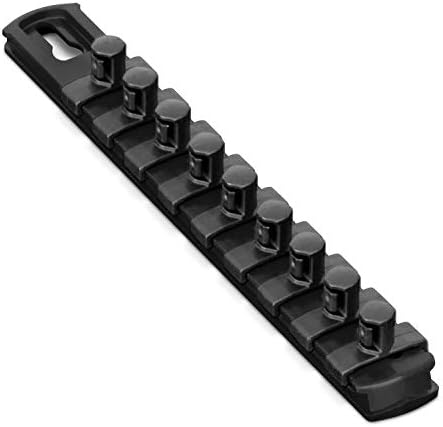 Ernst Manufacturing 8-Inch Magnetic Socket Organizer with 9 3/8-Inch Twist Lock Clips, Black (8427M-Black-3/8) by ErnstManufacturingInc