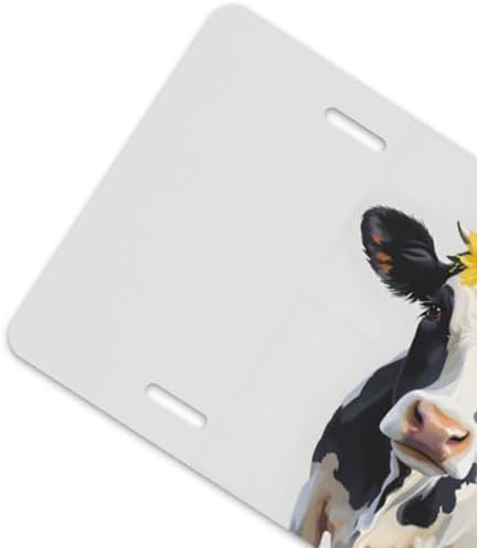 Cow Flower Crown Front License Plate 6" * 12" for Women