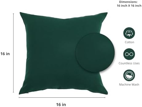 PurpleEssences Solid Throw Pillow Cover, 16x16 in Set of 2 - Forest Green - Image 4