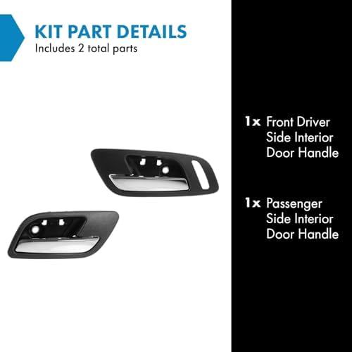 TRQ Door Handles Inside Ebony & Chrome Front Pair Set