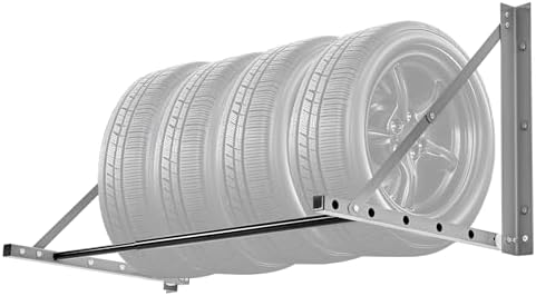 VEVOR Wall Mounted Folding Tire Rack, 32" - 48" Adjustable Tire Rack, Q235 Heavy-Duty Steel Tire Storage Rack for R14-R20 inch Standard Tires, Max 300lbs Load Capacity for Garage Workshop Repair Shop by VEVOR