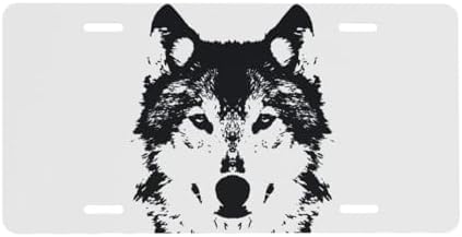 Black Wolf Front License Plate 6" * 12" for Women