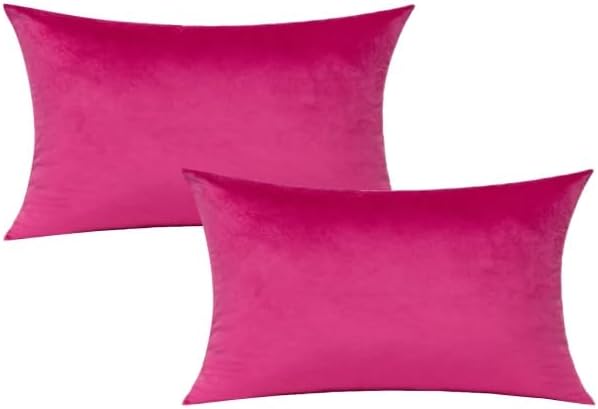 VAKADO 12x20 Lumbar Velvet Soft Solid Throw Pillow Covers Set of 2 Decorative Rectangle Cozy Cushion Covers Home Decor for Living Room Couch Sofa Car by VAKADO