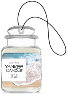 Yankee Candle Car Jar Ultimate Air Freshener, Hanging Car Freshener, Long Lasting Car Fragrance (Sun & Sand)