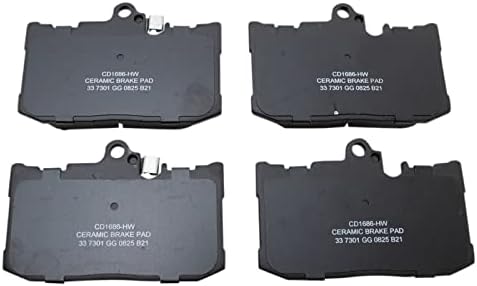 TRQ Front Ceramic Brake Pad Set Includes Contact Point Grease and Hardware