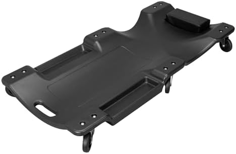Big RED ATRP6240BR-1 Blow Molded Plastic Rolling Garage/Shop Creeper: 40" Mechanic Cart with Padded Headrest and 6 Casters, 250 LBS, Black by BIGRED