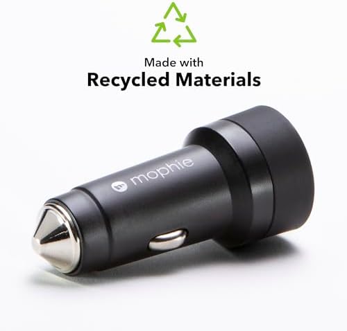 Mophie 42W Dual USB-C + USB-A Car Charger, Universal AUX Compatibility