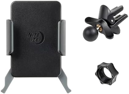 Nite IZE Squeeze Universal Vent Mount - Phone Mount for Car Vent - Sturdy Phone Mount & Holder with Ball Joint - Black