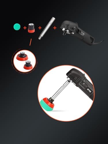 SPTA Mini Polishing Machine Buffer Rotary Polisher Auto Detailing Superpolish with 27Pcs Detail Polishing Pad Mix Size Kit Buffing Pad and 75mm ,100mm,140mm M14 Thread Extension shaft - Image 6
