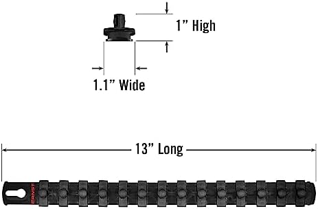 ERNST 13-Inch Magnetic Socket Rail Organizer with 14 3/8-Inch Twist Lock Clips, Black (8424M-Black-3/8) (Pack of 2) - Image 5
