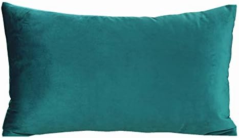 VAKADO 12x20 Teal Couch Throw Pillow Covers Rectangle Lumbar Velvet Decorative Soft Solid Cozy Cushion Cases Home Decor for Sofa Bedroom Living Room Set of 2 - Image 2