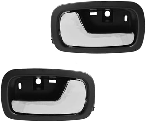 TRQ Door Handle Front Inner Inside Black & Chrome Pair Set