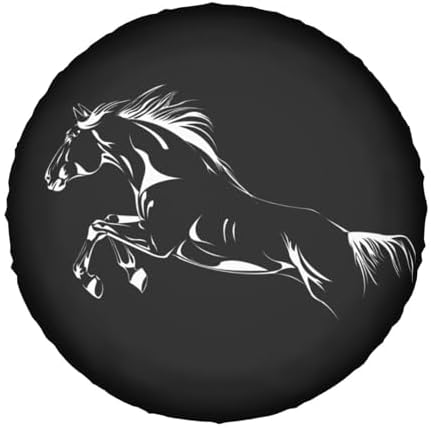 Horse Spare Tire Cover Black Wheel Tire Covers Waterproof Weatherproof Wheel Tire Protector UV Sun Protection Tyre Covers Universal Fit for Travel Truck Trailer RV SUV Car Camping Vehicle 14 Inch