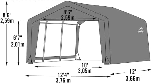 ShelterLogic Shed-in-a-Box All Season Steel Metal Peak Roof Outdoor Storage Shed with Waterproof Cover and Heavy Duty Reusable Auger Anchors 12' x 12' - Image 2