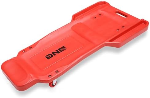 DNA Motoring 38 Inches Low Profile Plastic Rolling Garage Shop Floor Creeper with Side Pockets & 4pcs Casters, Red, TOOLS-00393 by DNAMOTORING