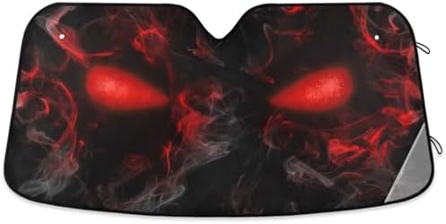 Skull Red Eyes Car Windshield Sun Shade Foldable UV Ray Sun Visor Protector Sunshade to Keep Your Vehicle Cool (55" x 27.6")