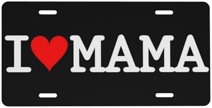 I Love Mama Red Heart Aluminum License Plate