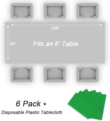 QIKSION 6 Pack Green Table Cloth Plastic, Green Disposable Tablecloth - Image 5