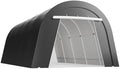 12X25FT Heavy Duty Carport, Portable Garage with 2 Roll Up Doors Vents and Metal Round Roof, Outdoor Storage shed Car Port Canopy Tent for Garden Tools, Vehicle Truck Boat, Party, Dark Gray by FansaFurn