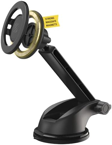 Scosche MagicMount SMSWDEX MagSafe Car Mount, Magnetic Phone Holder for Car Windshield/Dashboard, Suction Cup Phone Mount Compatible with iPhone 16 15 14 13 12 Pro Max Plus Mini Mag Safe Accessories