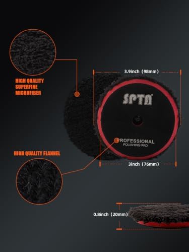 SPTA Microfiber Polishing Pad, 2Pcs 3Inch 76mm Microfiber Cutting Finishing Disc with Hook & Loop Backing for Car Buffer Polisher Cutting Buffing Waxing and Polishing - Image 5