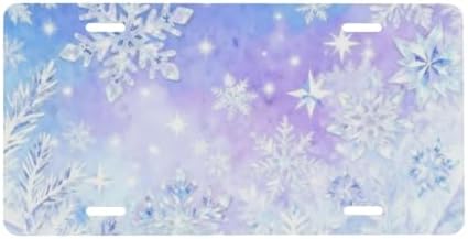 Snowflakes Ice Front License Plate Car Decorative License Plates