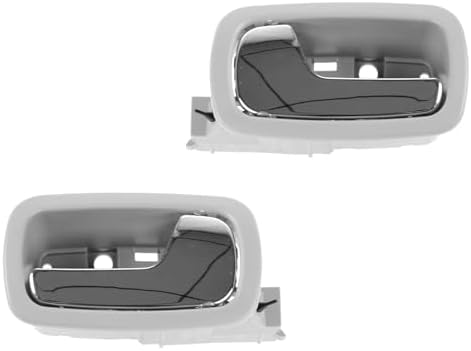 TRQ Door Handle Front Inner Inside Gray & Chrome Pair Set