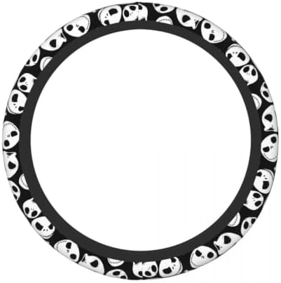 Halloween Jack and Sally Horror Nightmare Christmas Steering Wheel Cover for Women, Neoprene Anti-Slip Universal 15 inch Car Steering Wheel, Anime Car Accessories for Vehicle SUV (Xmas 4)