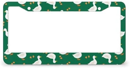 White Geese Ducks 2 Holes Aluminum License Plate Frames 2Pcs Solid Rust-Proof Camomile Flowers Standard US Car License Plate Frame Cover Holder Universal for Women&Man 12.2x6.3 in
