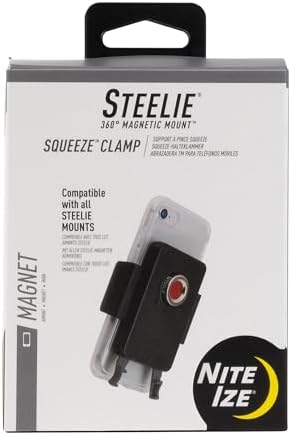 Nite Ize Steelie Squeeze Clamp - Universal Dashboard Mount for Hands-Free Use - Easy-Squeeze Levers - Continuous Force Springs - 360-Degree Rotation Magnetic Holder - Compatible with Wireless Chargers