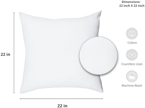 PurpleEssences Solid Throw Pillow Cover, 22x22 in Set of 2 - White - Image 3