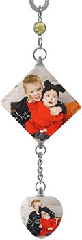 Car Hanging Photo Frame Custom 2 Pictures Car Rearview Mirror Ornaments Personalized Crystal Ornaments Car Mirror Car Decoration Car Daddy Day Best Gift Hanging by Brocade+Creek
