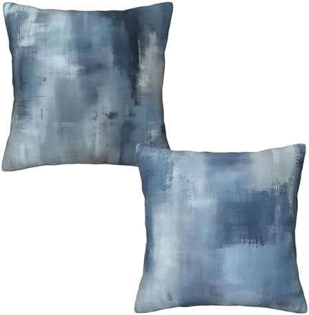 Blue Abstract Throw Pillow Covers 18x18 inch Set of 2 Pillow Case Cushion Cover for Home Sofa Couch Living Room Car Decor by Mshutbna