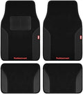 Rubbermaid Car Mats, Carpeted Floor Car Mat with Faux Leather & Built-in Heel Pad, Two-Tone Car Rug Floor Mats, Stylish Carpeted Floor Mats for Cars, Trucks & SUVs Black Color