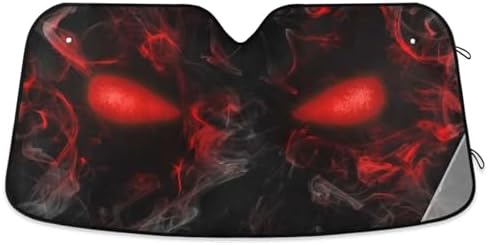 Skull Red Eyes Car Windshield Sun Shade Foldable UV Ray Sun Visor Protector Sunshade to Keep Your Vehicle Cool (57" x 31.5")