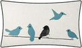 JWH Bird Throw Pillow Cover 14x24 Beige Turquoise Blue Grey by JinwenHome