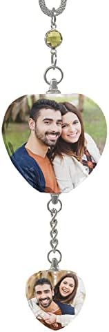 Personalized Ornament - Photo Car Hanging Rearview Mirror Charm, Heart-Shaped Custom Charm Memorial, Office Decoration Pendant by Brocade+Creek
