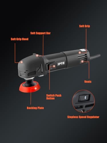 SPTA Mini Polishing Machine Buffer Rotary Polisher Auto Detailing Superpolish with 27Pcs Detail Polishing Pad Mix Size Kit Buffing Pad and 75mm ,100mm,140mm M14 Thread Extension shaft - Image 5